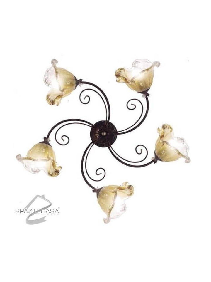 Plafoniera Riccio in ferro battuto 3 o 5 Luci