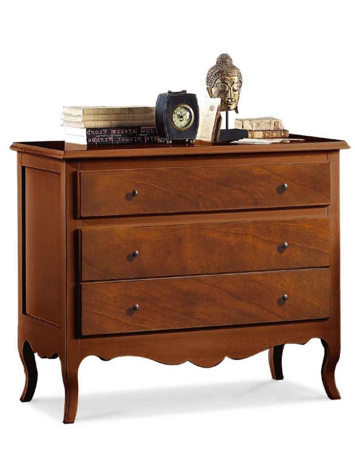 Comò classico in legno a 3 cassetti