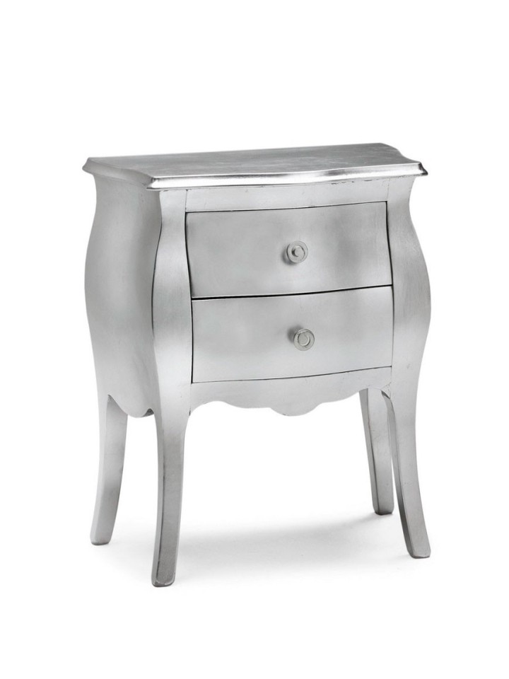 Comodino in legno bombato 2 cassetti