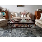 Tavolino da Salotto in Legno con Piedi in Ferro Battuto