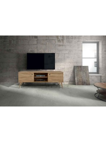 Porta TV moderno in abete spazzolato massello