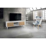 Porta TV moderno in abete spazzolato massello