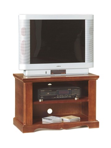 Porta TV basso in legno con piede a sciabola