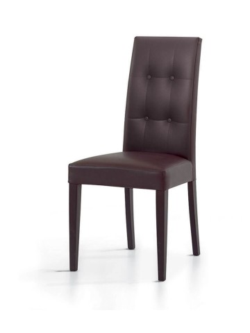 Sedia moderna imbottita in ecopelle e piedi in legno