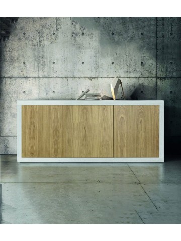 Madia Credenza in legno bianco e rovere