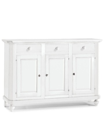 Credenza in legno arte povera 3 porte 3 cassetti Bianco