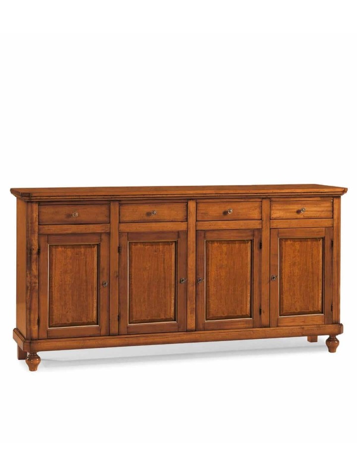 Credenza in legno arte povera 4 porte 4 cassetti  Noce
