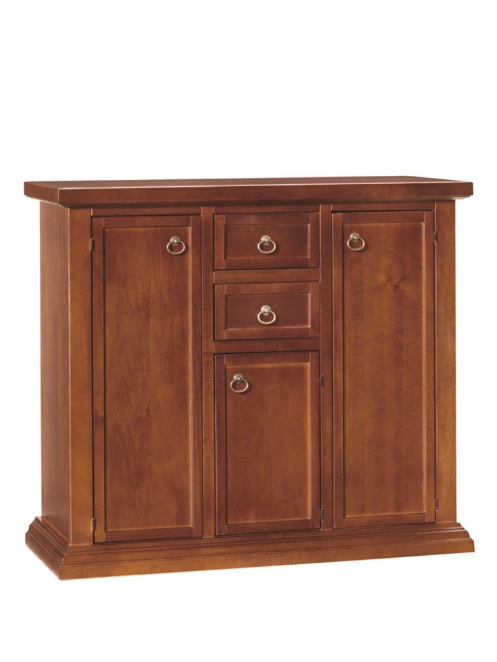 Credenza 4 porte in legno arte povera con 2 ante vetrate