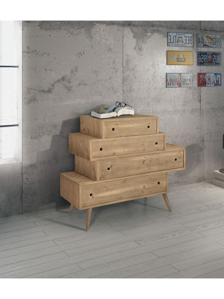 Cassettiera 4 cassetti in abete