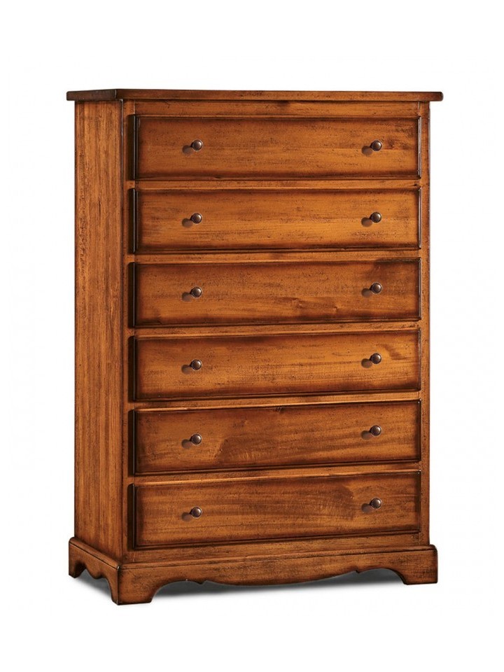 Cassettiera in legno 6 cassetti zoccolo aperto