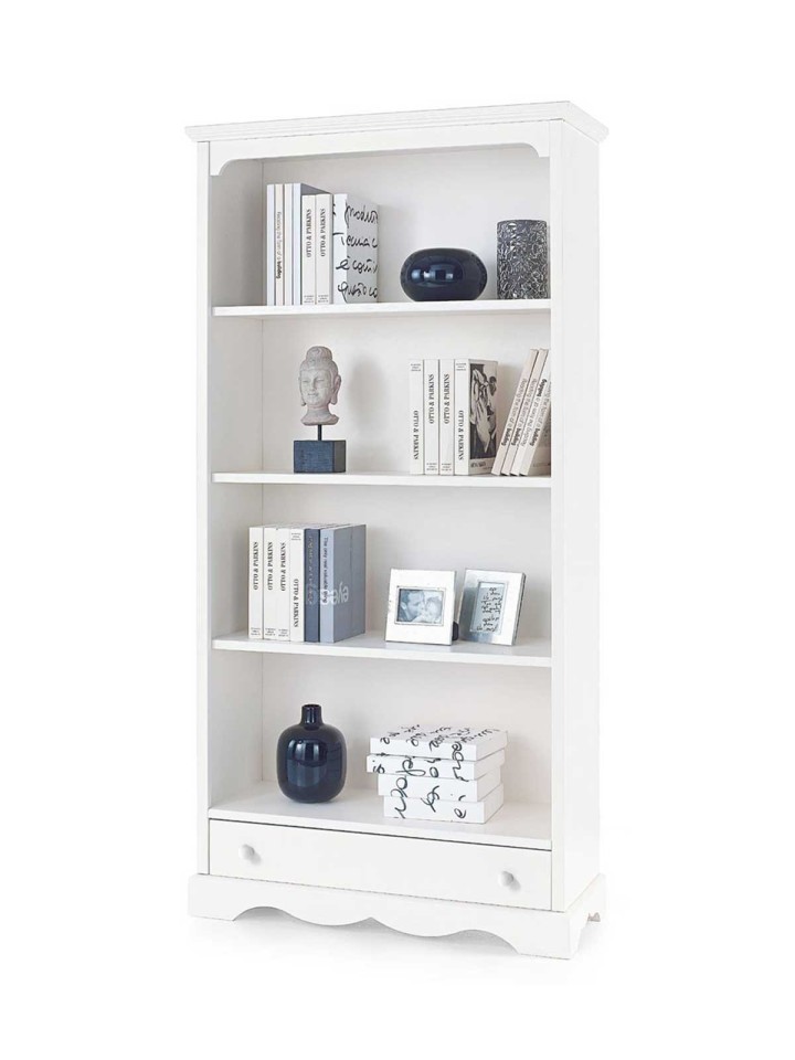 Libreria in legno classica 3 ripiani Bianco Opaco