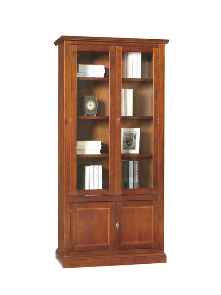 Libreria Classica Legno 2 Ante Vetri