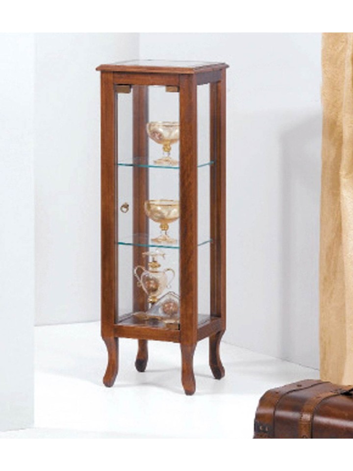 Vetrina in legno massello 1 anta con piede a sciabola