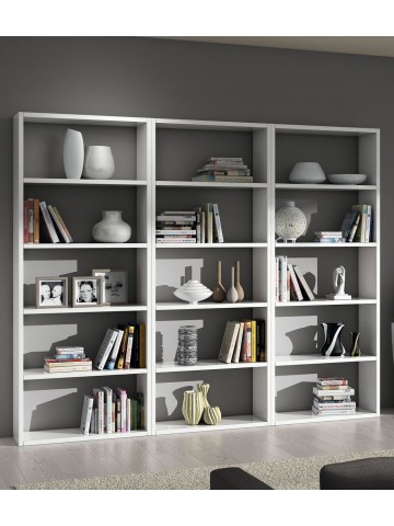 Libreria in legno 5 ripiani moderna Bianco Frassinato 89