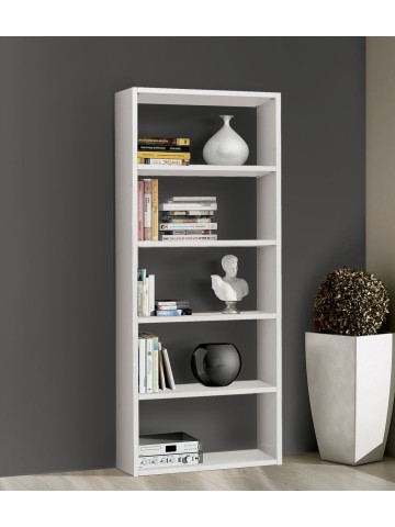 Libreria in legno 5 ripiani moderna Bianco Frassinato 89