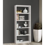 Libreria in legno 5 ripiani moderna Bianco Frassinato 89