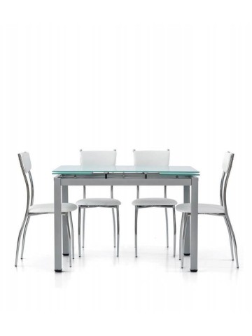 Tavolo rettangolare con piano in vetro allungabile Grigio