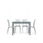Tavolo rettangolare con piano in vetro allungabile Grigio