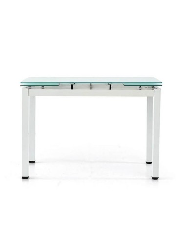 Tavolo rettangolare con piano in vetro allungabile Bianco