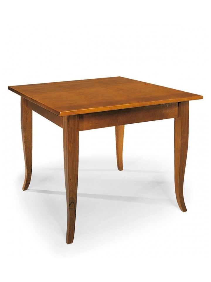 Tavolo Quadrato Fisso con Piede Sciabola Noce