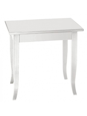 Tavolo Quadrato Fisso con Piede Sciabola Bianco Opaco