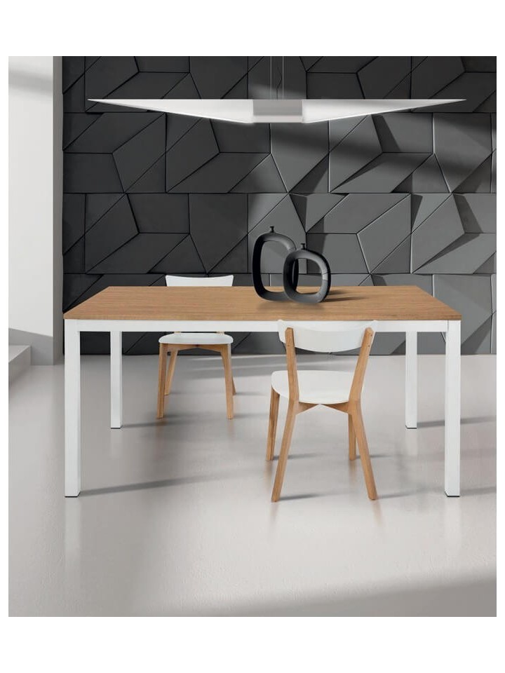 Tavolo moderno allungabile bianco e rovere