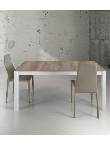 Tavolo allungabile in legno e metallo bianco