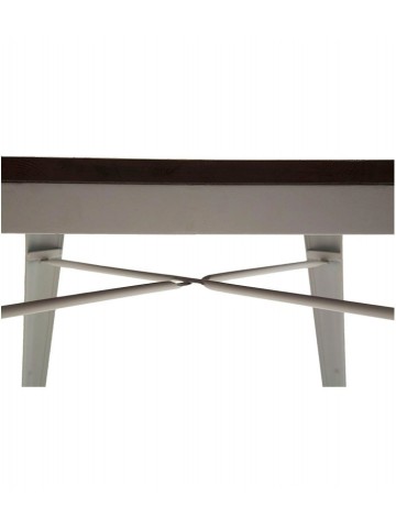 Tavolo in metallo bianco con piano in legno