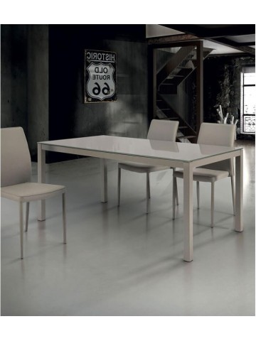 Tavolo allungabile in vetro color tortora