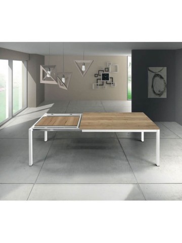 Tavolo Allungabile Durma Metallo Bianco e Rovere Nodato