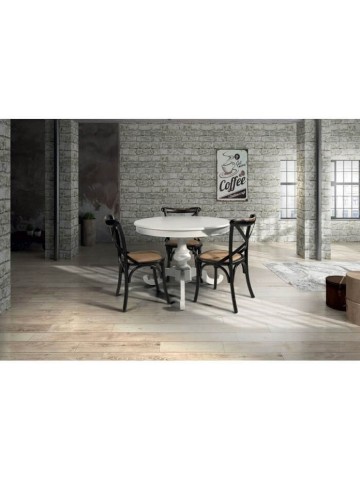 Tavolo in legno allungabile rotondo Bianco Opaco