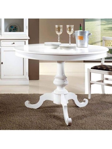 Tavolo in legno allungabile rotondo Bianco Opaco