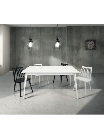 Tavolo di Design in Legno Allungabile Abete Spazzolato Bianco