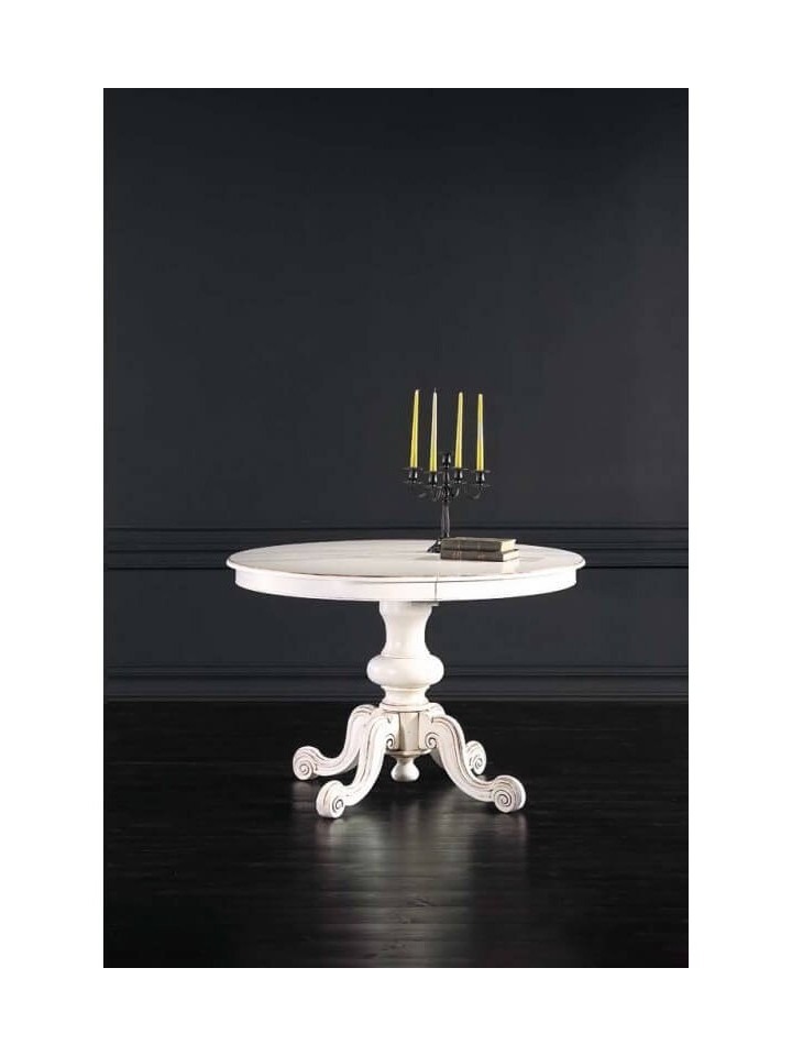 Tavolo in legno allungabile rotondo Bianco Opaco