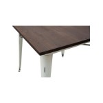 Tavolo in metallo bianco con piano in legno