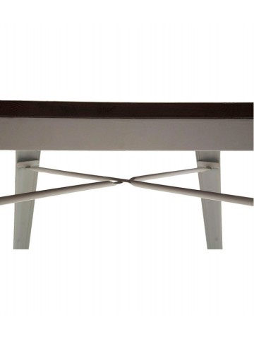 Tavolo metallo bianco con piano in legno massello