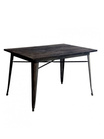 Tavolo in metallo con piano in legno Nero