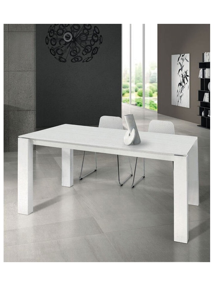 Tavolo legno design moderno bianco frassinato