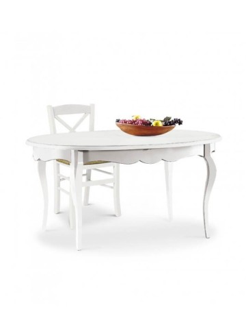 Tavolo in legno ovale allungabile bianco opaco