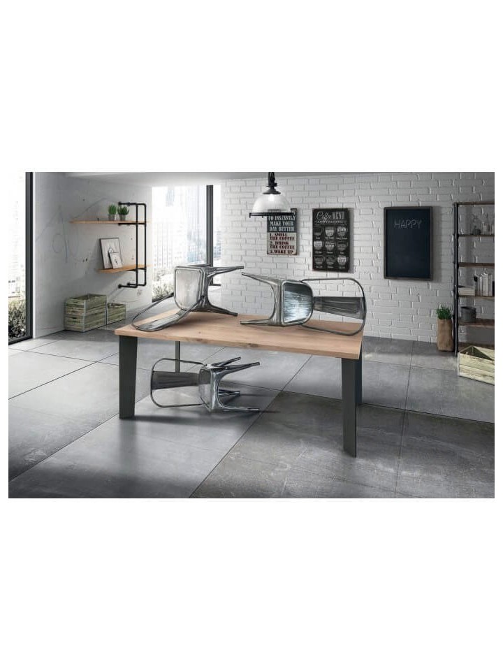Tavolo design Moderno in legno metallo Naturale