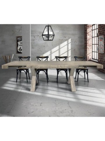 Tavolo in legno invecchiato piedi a X