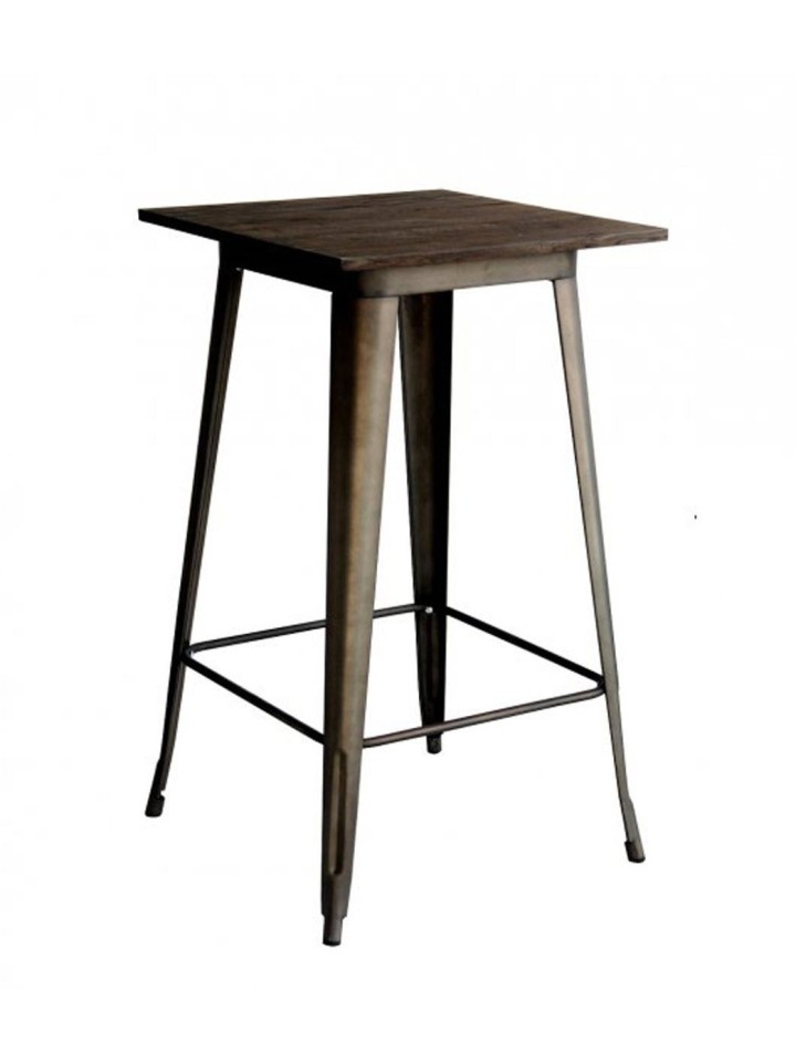 Tavolo snack TOLIX in acciaio con piano in legno