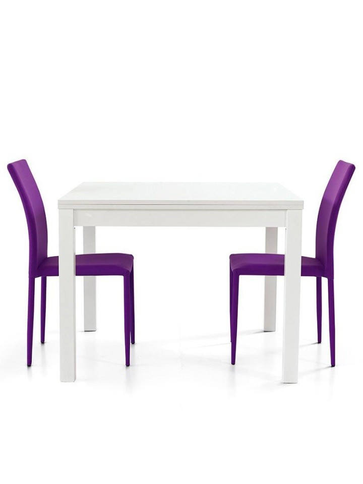 Tavolo legno quadrato apertura a libro Bianco frassino