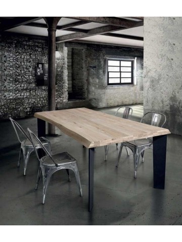 TAVOLO INDUSTRIAL MODERNO IN LEGNO MASSELLO
