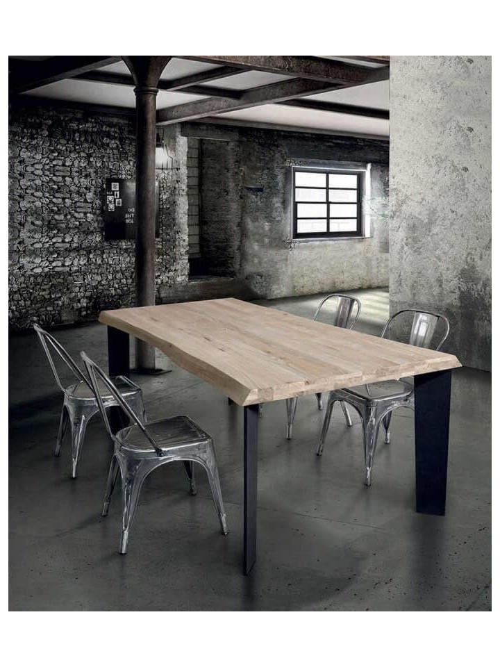 TAVOLO INDUSTRIAL MODERNO IN LEGNO MASSELLO
