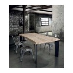 TAVOLO INDUSTRIAL MODERNO IN LEGNO MASSELLO