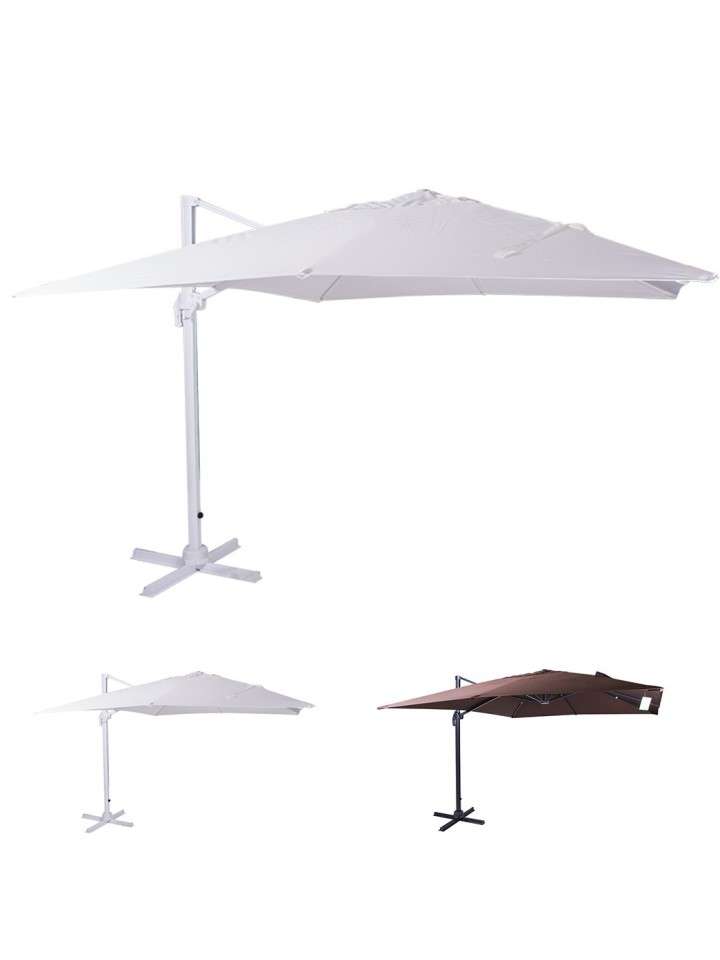 Ombrellone parasole 3x3 m ruotante palo laterale a sbalzo base a croce
