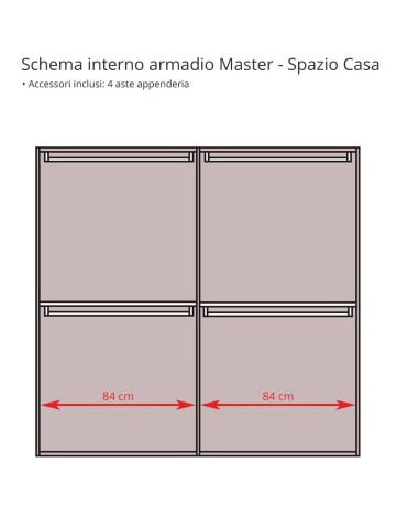 Guardaroba a due ante scorrevoli a specchio Master