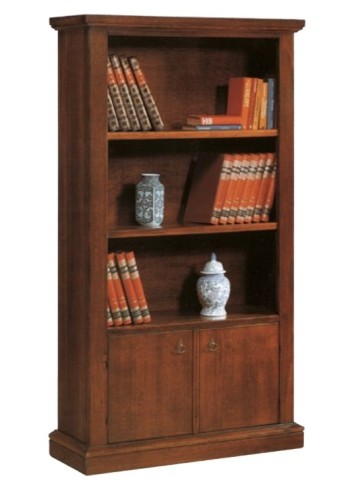 Libreria classica in legno 3 ripiani zoccolo aperto