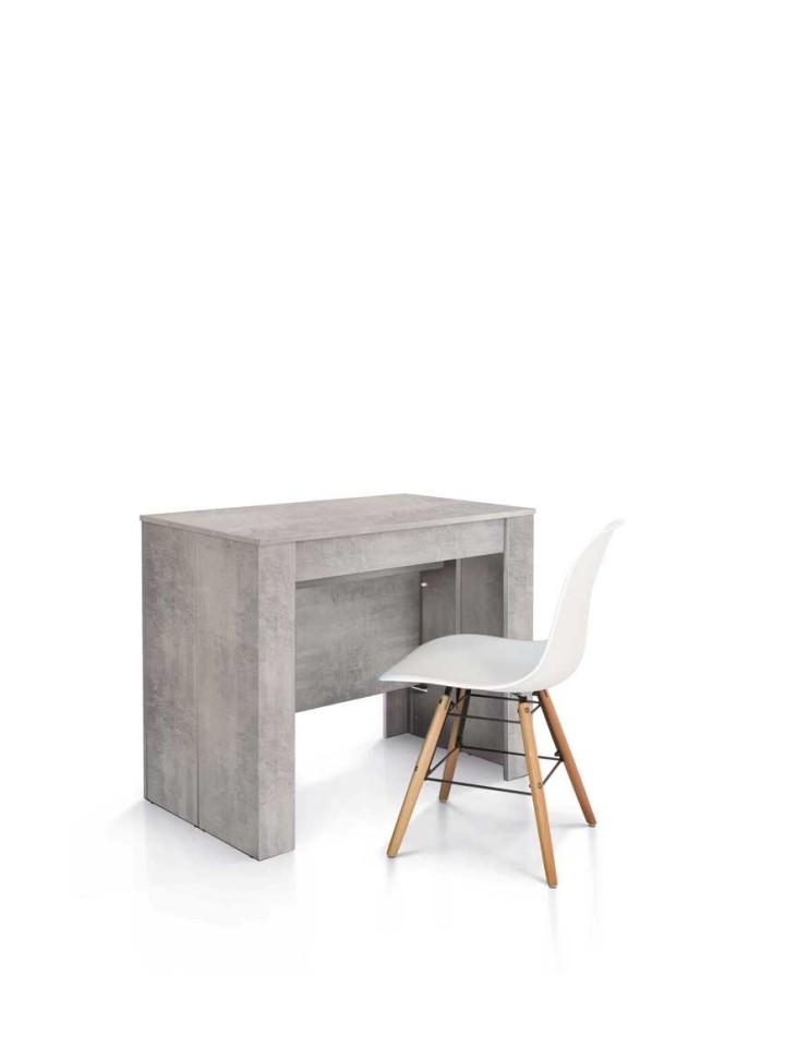 Consolle Tavolo 90 x 50 Nobilitato Grigio Beton Allungabile 12 posti